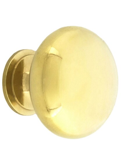 Small Classic Brass Cabinet Knob - 1 inch Diameter in Unlacquered Brass.